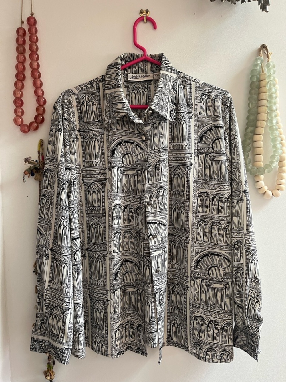 Yves St. Clair Monochrome Architectural Print Shirt